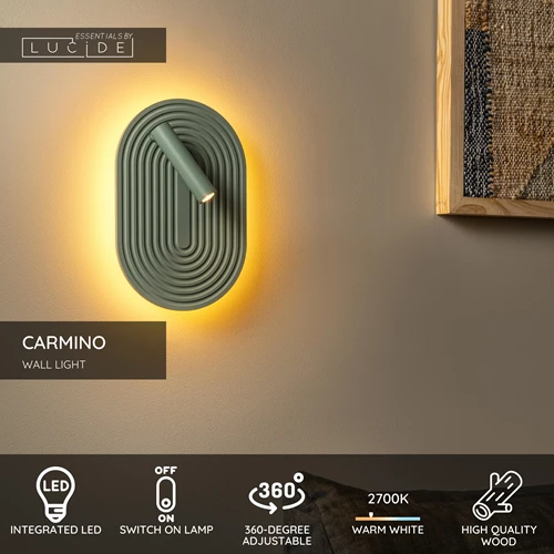 Lucide CARMINO - Wall light - LED - 2700K - Green | Essential - USP